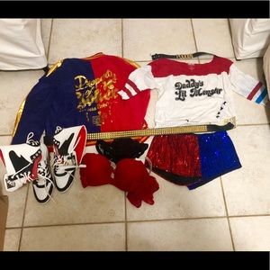 Harley Quinn costume.... size lg, shoes 8 1/2...
